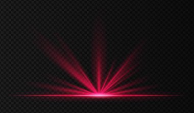 Parlak ışınlar ve yer yansıması ile kırmızı spot ışıkları patladı. Ödül sahneleri, kutlama efektleri veya konser görselleri için şeffaf sahne ışıklandırması.