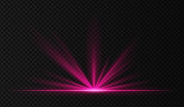 Pembe spot ışıkları ışıltılı ışınlar ve yer yansıması ile patladı. Ödül sahneleri, kutlama efektleri veya konser görselleri için şeffaf sahne ışıklandırması.