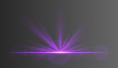 Yumuşak parçacıklarla sıcak mor radyal ışık patlaması. Sinema açılışları, günbatımı efektleri ya da büyülü tanıtımlar için zemin seviyesi mükemmel..