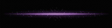 Pembe yatay ışık huzmesi, koyu şeffaf arkaplanda dağınık parçacıklar var. Sihirli efektler, veri iletimi veya gelecekteki geçişler için ideal.