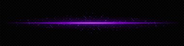 Pembe yatay ışık huzmesi, koyu şeffaf arkaplanda dağınık parçacıklar var. Sihirli efektler, veri iletimi veya gelecekteki geçişler için ideal.