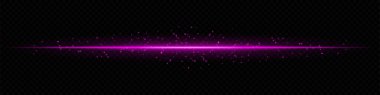 Pembe yatay ışık huzmesi, koyu şeffaf arkaplanda dağınık parçacıklar var. Sihirli efektler, veri iletimi veya gelecekteki geçişler için ideal.
