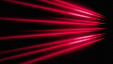 Karanlık taraftan yansıyan parlak kırmızı ışınlar. Teknoloji tanıtımları, konser ışıkları ve fütüristik görseller için mükemmel..