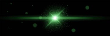 Yeşil radyal ışık patlaması. Işıl ışıl parlayan parçacık ışınları güçlü sinyal iletimini ya da bilim kurgu teknolojisi patlamasını sembolize ediyor..