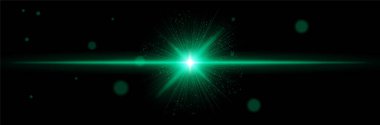 Yeşil radyal ışık patlaması. Işıl ışıl parlayan parçacık ışınları güçlü sinyal iletimini ya da bilim kurgu teknolojisi patlamasını sembolize ediyor..