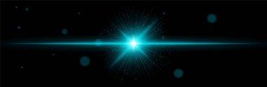 Merkezi patlamalı mavi ışık patlaması ve yumuşak radyal parçacıklar, sinyal etkinleştirme için mükemmel, fütüristik UI veya lazer teknolojisi görsel gösterimi.
