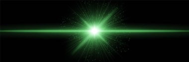 Doğrusal ışınlı yeşil enerji flaşı, yıldız çekirdeği, siyaha yayılan ışık. Isı patlamasını, galaktik darbeyi, kozmik ateşlemeyi, geleceksel etkiyi vurgular.