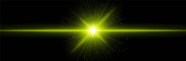 Yoğun çekirdekli yeşil ışık parlaması, radyal ışınlar, ışıldayan parçacıklar. Enerji patlamasını, fütüristik bilim kurgu ışığını, yıldız ateşlemesini, kozmik gücü sembolize eder..