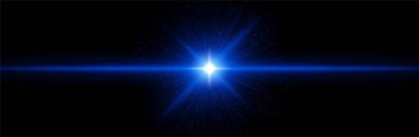 Yoğun çekirdekli mavi ışık parlaması, radyal ışınlar, ışıldayan parçacıklar. Enerji patlamasını, fütüristik bilim kurgu ışığını, yıldız ateşlemesini, kozmik gücü sembolize eder..