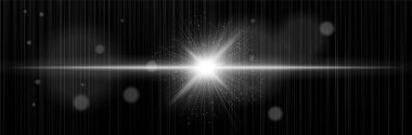 Dikey hareket çizgileriyle beyaz ışık patlaması, işaret fişeği çekirdeği, yumuşak parıltılar. Kozmik olayı, dijital patlamayı, ışıma kuvvetini, enerji etkisini görselleştirir.