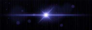 Mavi ışık, dikey hareket çizgileri, işaret fişeği çekirdeği, yumuşak parıltılar. Kozmik olayı, dijital patlamayı, ışıma kuvvetini, enerji etkisini görselleştirir.