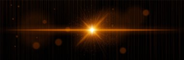 Altın-kahverengi ışık, dikey hareket çizgileri, işaret fişeği çekirdeği, yumuşak parıltılar. Kozmik olayı, dijital patlamayı, ışıma kuvvetini, enerji etkisini görselleştirir.