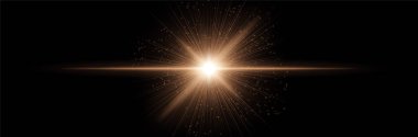 Radyal ışınlar ve parçacıklarla parlayan turuncu çekirdek, karanlık zemin üzerinde ışık alevi yatay olarak uzanıyor. Bilimkurgu patlaması, kozmik darbe, dijital yıldız etkisi.