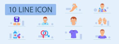 Terleme seti simgesi. Terli ayak, su girişi, koltuk altı teri, doktor, rahatsızlık, ıslak giysiler, endişe, susuzluk, stres, sıcaklık, tıbbi bakım, su kaybı..