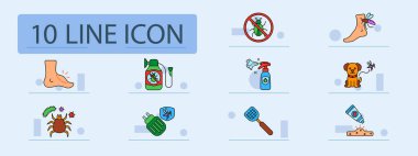 Böcek kontrol simgesi ayarlandı. Böcek ısırığı, sprey şişesi, böcek işareti yok, yayan sivrisinek, köpek savar, parazit, böcek kremi, buji tuzağı, sinek ezici, enfekte olmuş deri