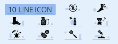 Böcek ısırığı simgesi. Kırmızı nokta, böcek ilacı, böcek ilacı, sivrisinek ilacı, köpek koruması, ısırık kremi, alerji, tehlike, elektrik püskürtücü, sinek ilacı, böcek ilacı, böcek ilacı..