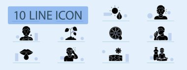 Sıvı kaybı simgesi. Terleme, kuru dudaklar, susuzluk, kuru cilt, güneşe maruz kalma, su eksikliği, içecek, uyarı, enerji kaybı, yoga, sağlık, sıvı dengesi..