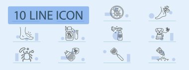 Böcek kontrol monokrom set simgesi. Deri döküntüsü, böcek ilacı, böcek ilacı yasak, sivrisinek ısırığı, hayvan koruması, parazit, tuzak tıkacı, sinek ilacı, ısırık kremi