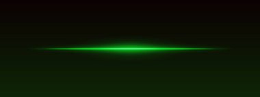 Koyu renk arkaplanda yeşil yatay ışık demeti. Yumuşak kenarlı parlak çizgi bilim kurgu etkisi yaratır.