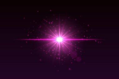 Merkezi ışık patlaması, parçacıklar ve parıldayan ışıltı. Yoğun yıldız patlaması, karanlık arkaplan üzerinde enerji etkisi yaratır.