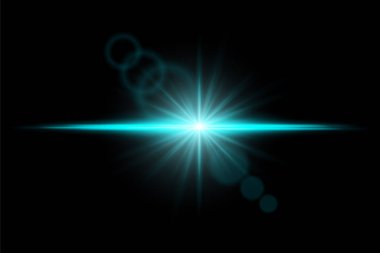 Radyal ışınlar ve lens yansıması ile yoğun parlak bir patlama. Koyu arkaplanda merkezi ışık patlaması.