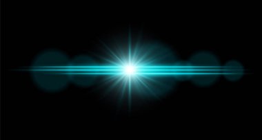 Parlak renkli yıldız patlaması ışığı, ışık saçan ve yatay ışınlar. Neşeli atmosferle parlayan parlak enerji.