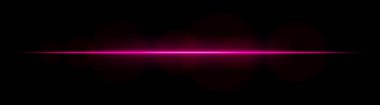 Lazer hattı. Pürüzsüz ışık halesi ve koyu arkaplanda yumuşak odak kenarları olan ince yatay ışın. Bilim kurgu, hareket ya da UI tasarımı için mükemmel..