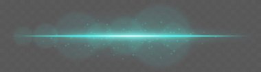 Işıl ışıl. Şeffaf arkaplanda parlayan parçacıklar olan yatay ışık çizgisi. Kullanılan UI örtüleri, hareket, parlaklık ve teknolojik efektler.