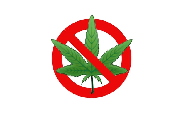 Stop Cannabis Stop Marijuana Sign Cannabis Leaf Vector Illustration — Stock Photo, Image