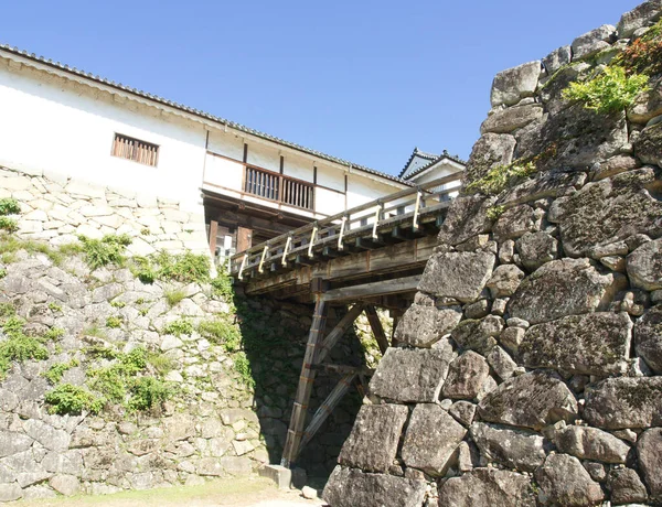Τρομερή Και Ισχυρή Γέφυρα Κάστρο Του Hikone Castle Μπλε Ουρανό — Φωτογραφία Αρχείου