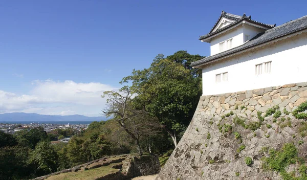 Parede Pedra Torre Castelo Hikone Com Céu Azul Durante Temporada — Fotografia de Stock