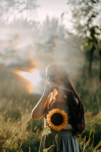 portrait of little girl at sunset