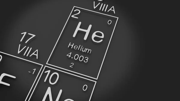 Helium Auf Dem Periodensystem Der Elemente Auf Schwarzem Grund Geschichte — Stockfoto