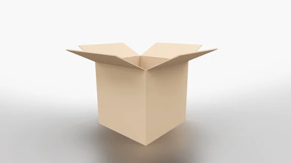 Box Opened White Background Paper Rendering — Stock Photo, Image