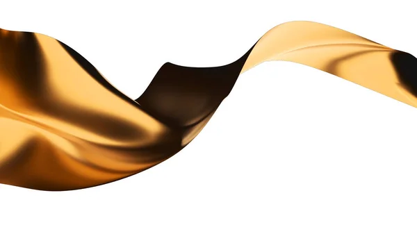 Beyaz Arka Plan Üzerinde Özgürce Yüzen Altın Kumaş — Stok fotoğraf