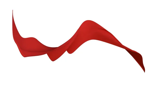Tecido Vermelho Flutuando Livremente Sobre Fundo Branco Renderização — Fotografia de Stock