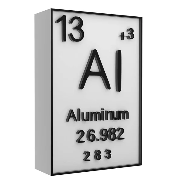 알루미늄 원소들의 주기율표에 나오는 원소들의 역사를 번호와 기호를 나타낸다 — 스톡 사진