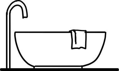 çizgi çizimi küvet simgesi