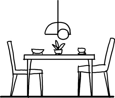 Çizgi çizimi simgesi, yemek masası