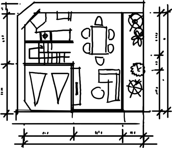 Ícone Desenho Linha Plano Casa — Vetor de Stock