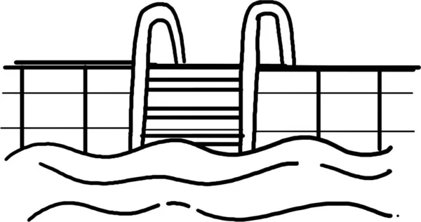 Zwembad Lijn Tekening Pictogram — Stockvector