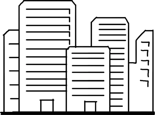 Line Drawing Icon Office Building — Stock Vector