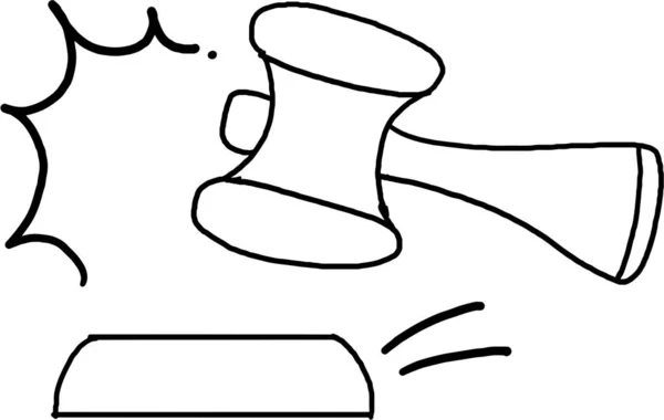 Linienzeichnung Ikone Gericht Hammer — Stockvektor