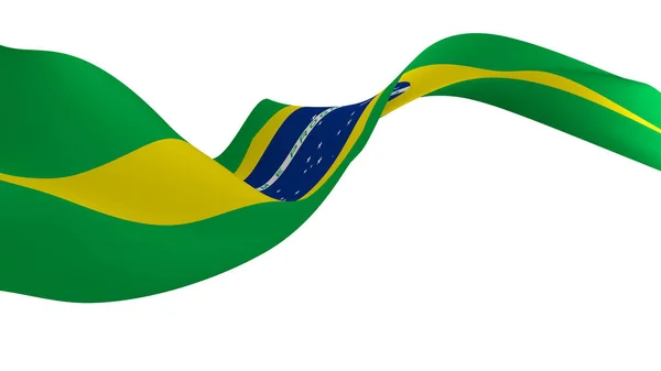 国旗の背景画像 風吹き旗 3Dレンダリング ブラジルの旗 — ストック写真