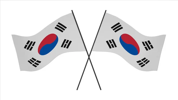 Nationalflagge Hintergrundbild Wind Weht Flaggen Rendering Flagge Von Südkorea — Stockfoto