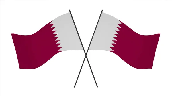 Bandera Nacional Fondo Imagen Banderas Viento Renderizado Bandera Qatar —  Fotos de Stock