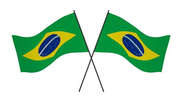 国旗の背景画像 風吹き旗 3Dレンダリング ブラジルの旗 — ストック写真