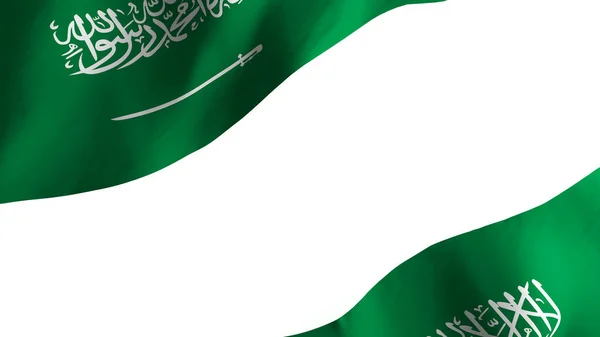Národní Vlajka Pozadí Obraz Vítr Foukání Vlajky Vykreslování Vlajka Saúdské — Stock fotografie