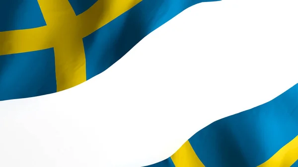 National Flag Background Image Wind Blowing Flags Rendering Flag Sweden — Stock Photo, Image