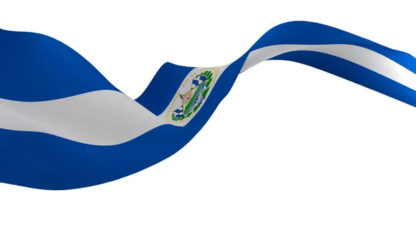 Nationell Flagga Bakgrund Bild Vind Blåser Flaggor Rendering Flagga Salvador — Stockfoto